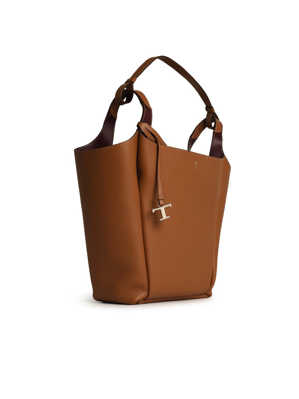 Tod's Medium Bucket Bag In Brown Leather Woman