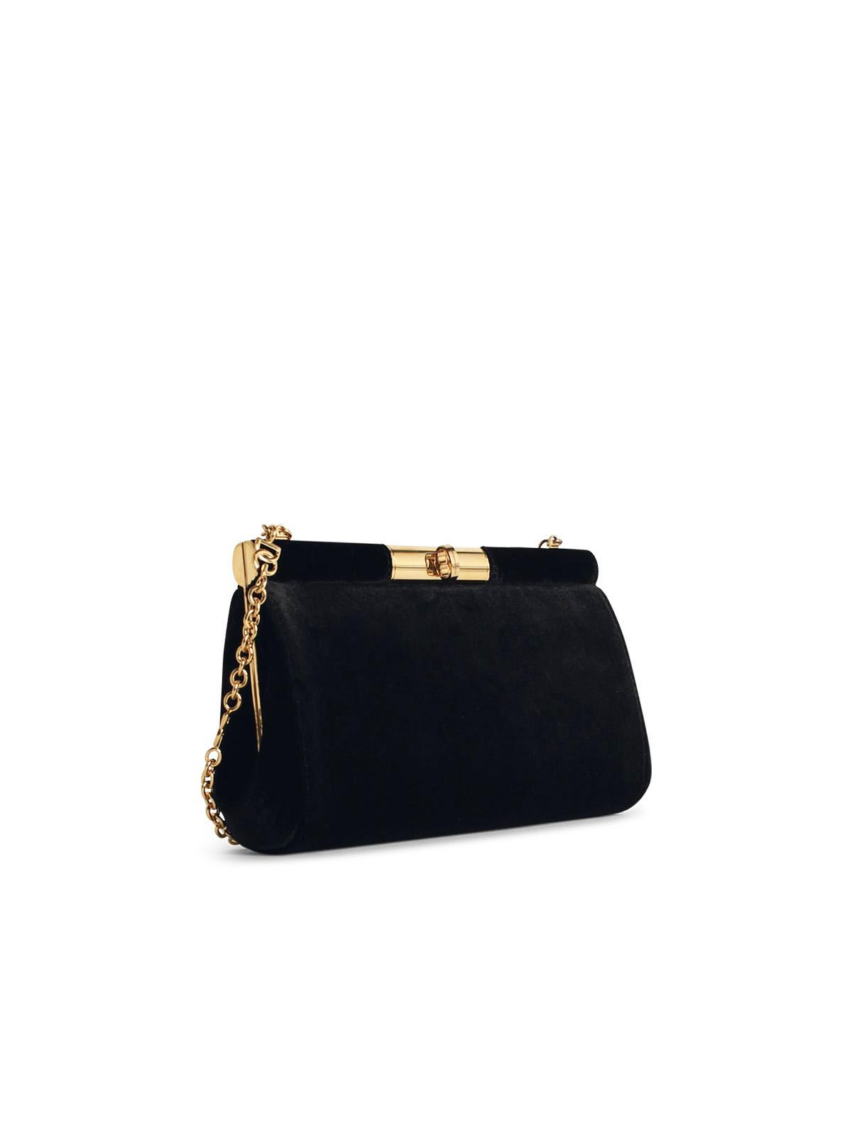 Dolce & Gabbana Black Velvet Shoulder Strap Woman