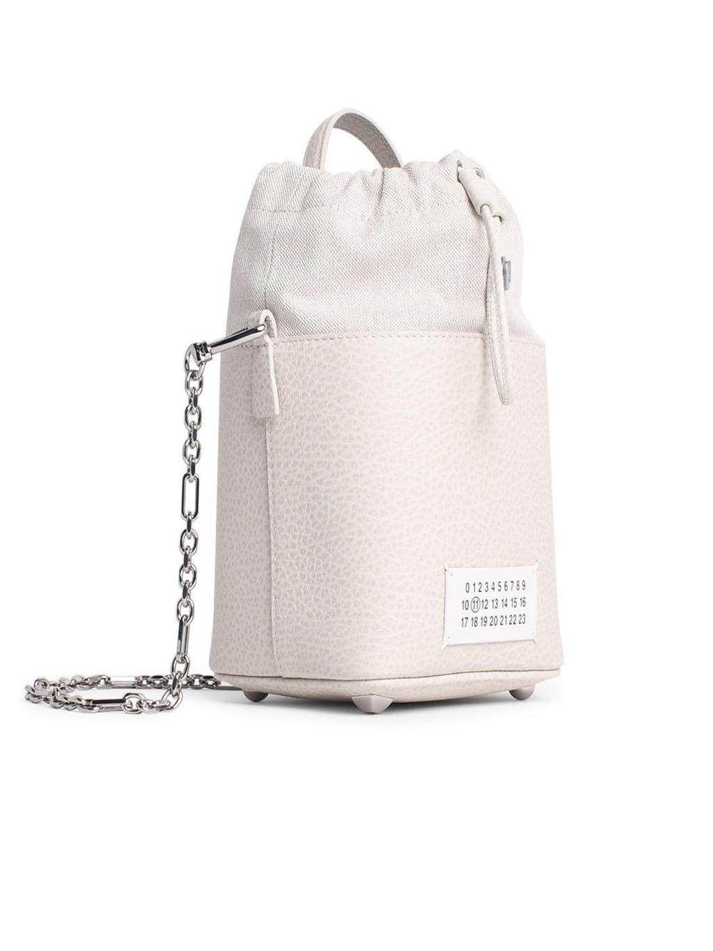 Maison Margiela 'Sac' Bucket Bag In Light Grey Leather Woman