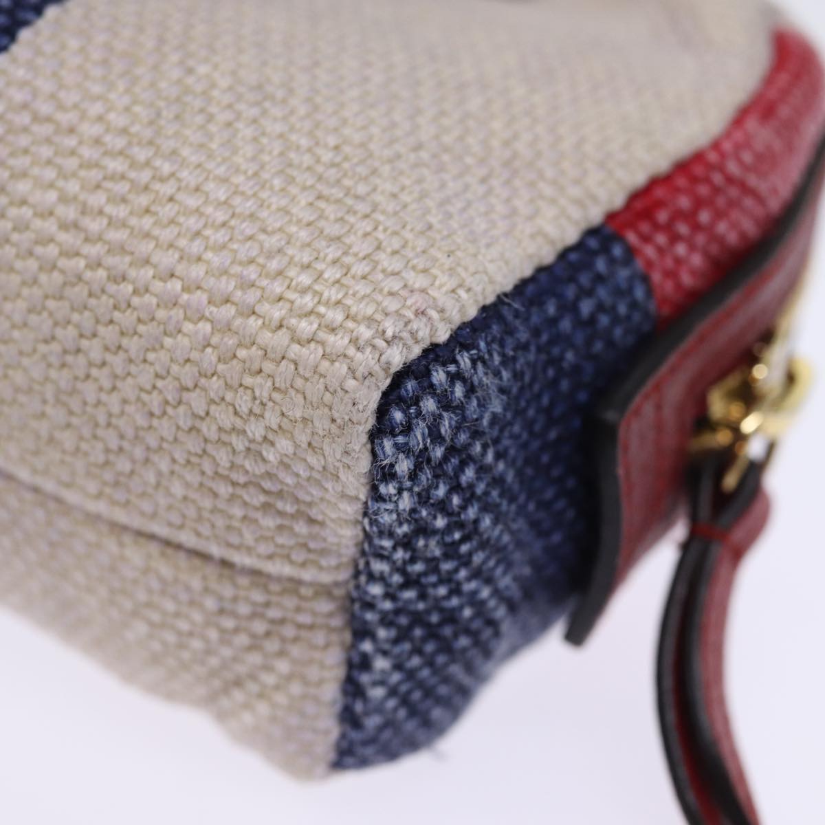 GUCCI Sherry Line Pouch Canvas Red Navy 77003