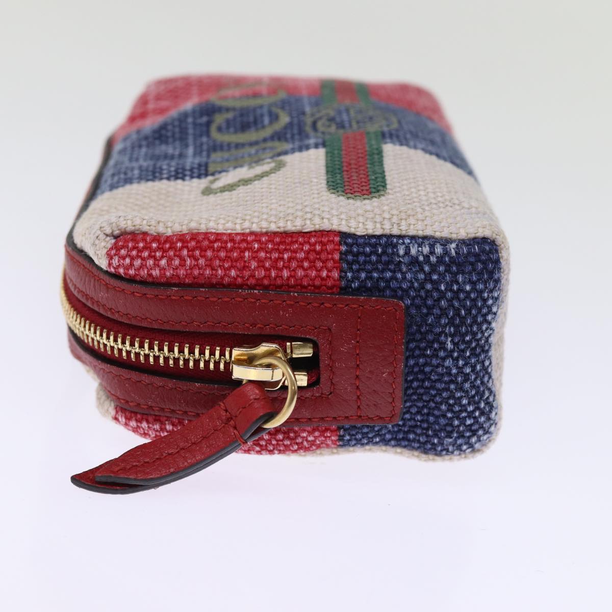 GUCCI Sherry Line Pouch Canvas Red Navy 77003