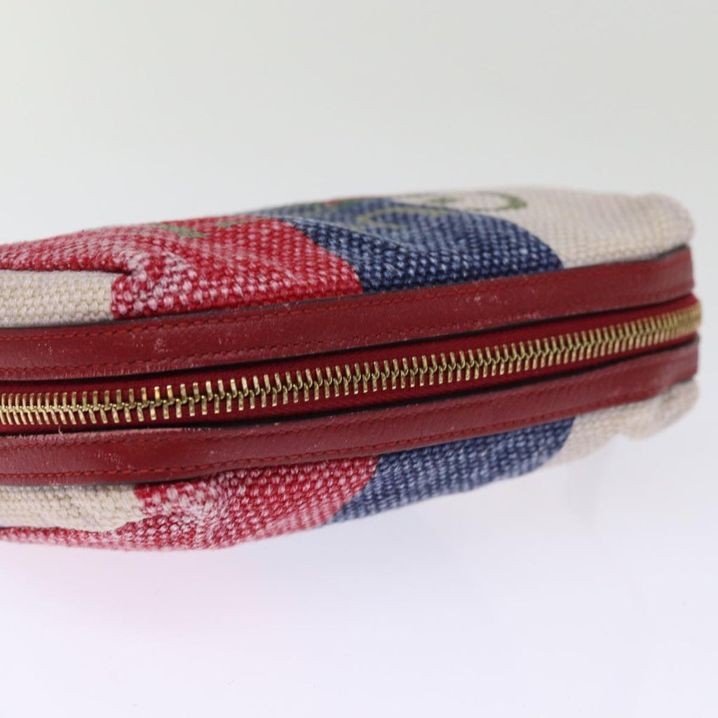 GUCCI Sherry Line Pouch Canvas Red Navy 77003