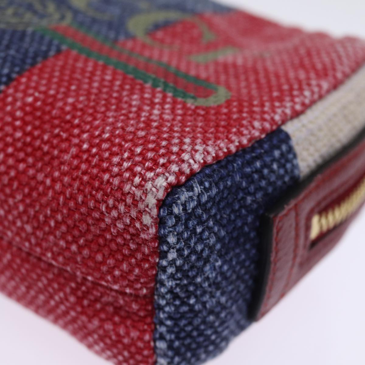 GUCCI Sherry Line Pouch Canvas Red Navy 77003