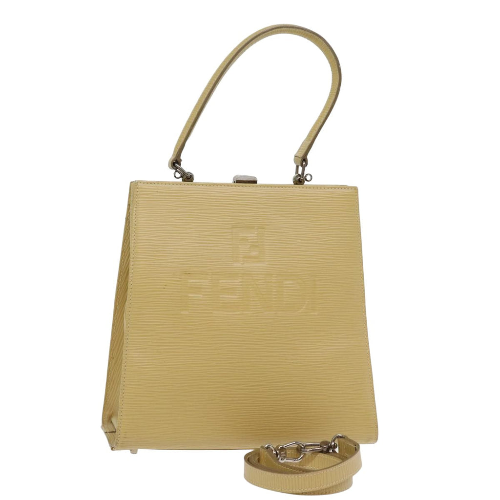 FENDI Hand Bag Leather 2way Beige 77006