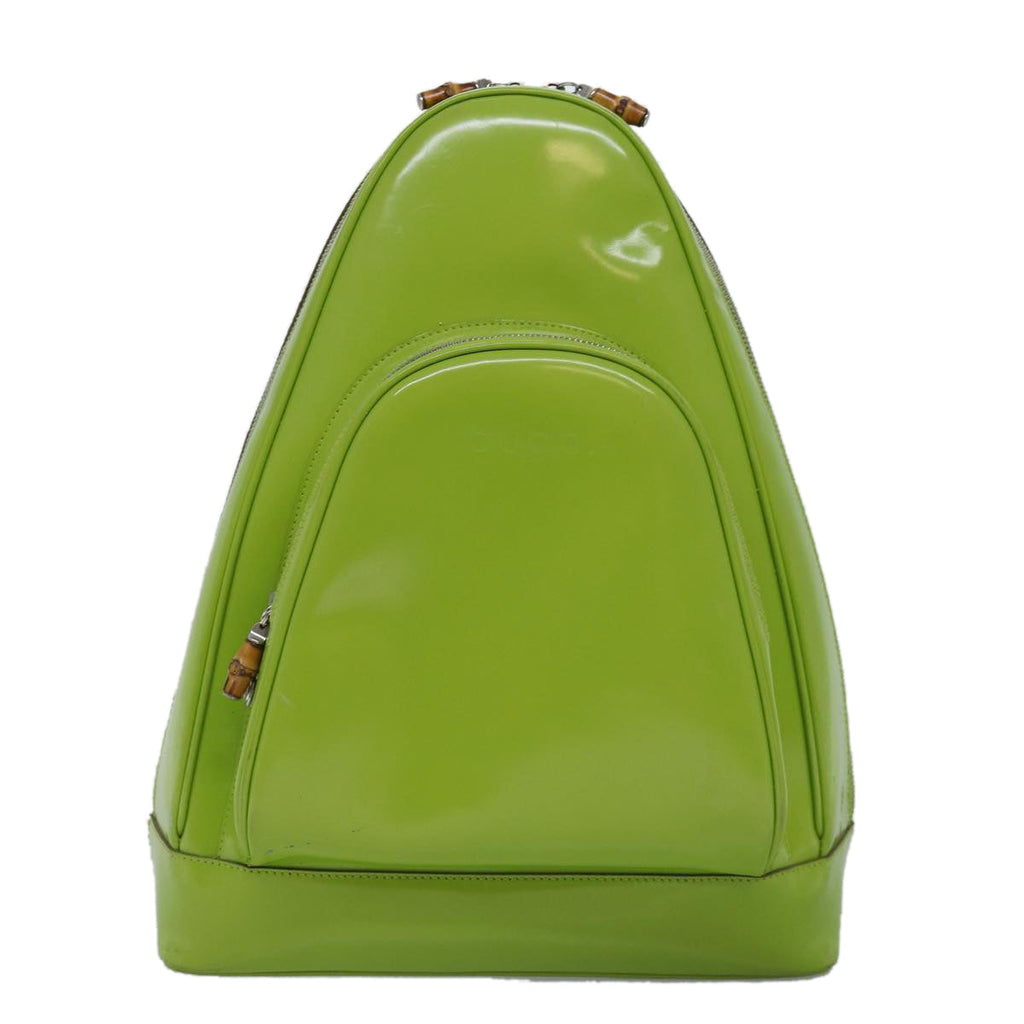 GUCCI Bamboo Body Bag Enamel Green 003 2113 0027 77013