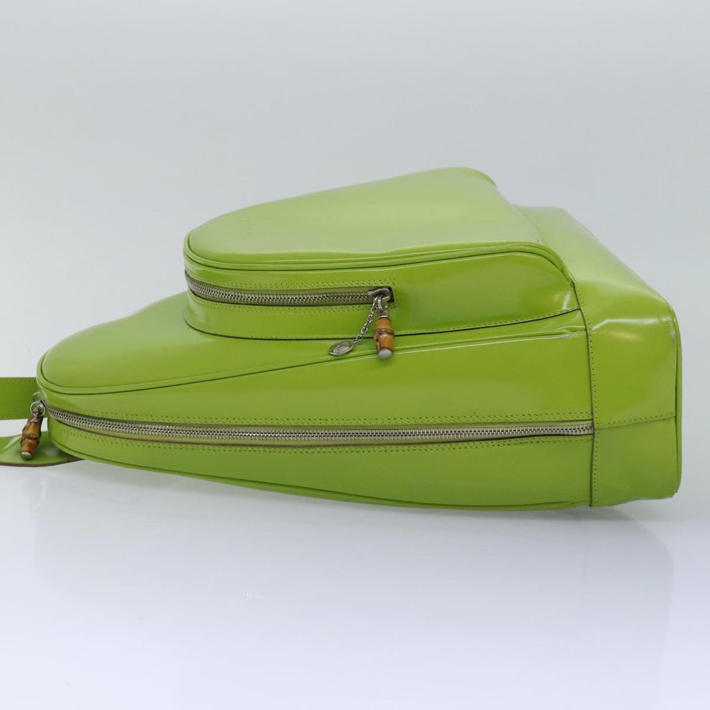 GUCCI Bamboo Body Bag Enamel Green 003 2113 0027 77013