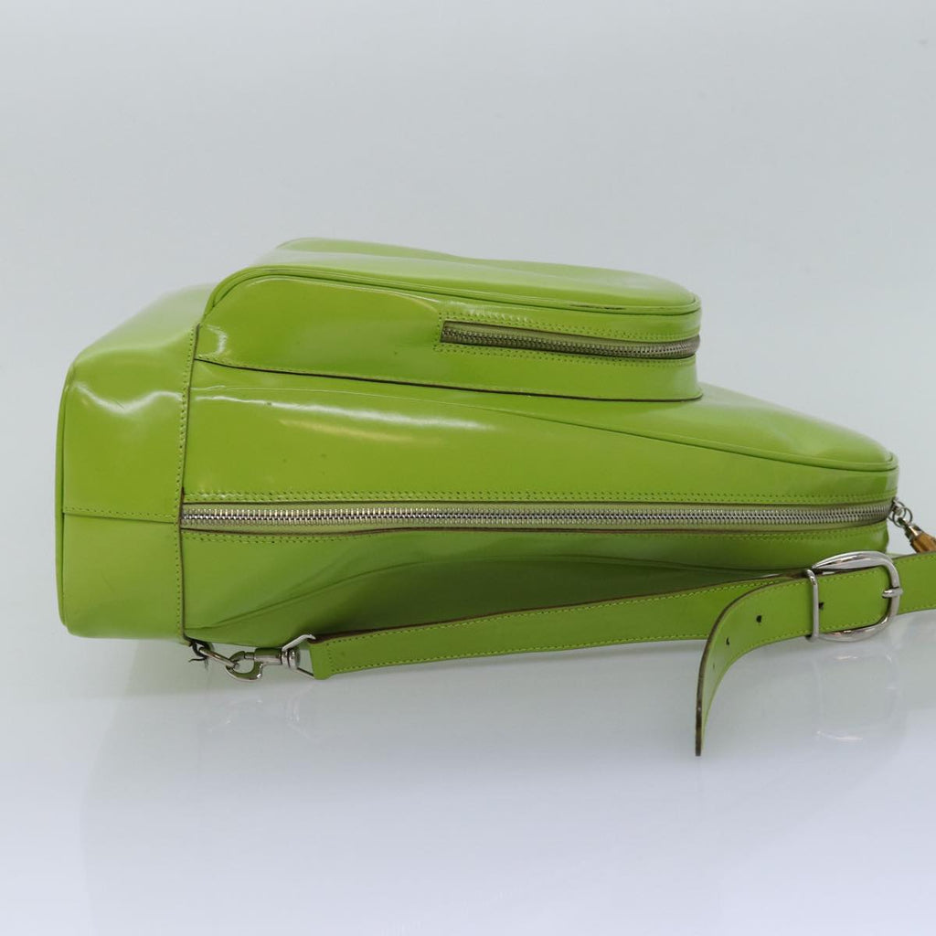 GUCCI Bamboo Body Bag Enamel Green 003 2113 0027 77013