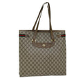 GUCCI GG Supreme Web Sherry Line Tote Bag PVC Beige Red 39 02 091 77021