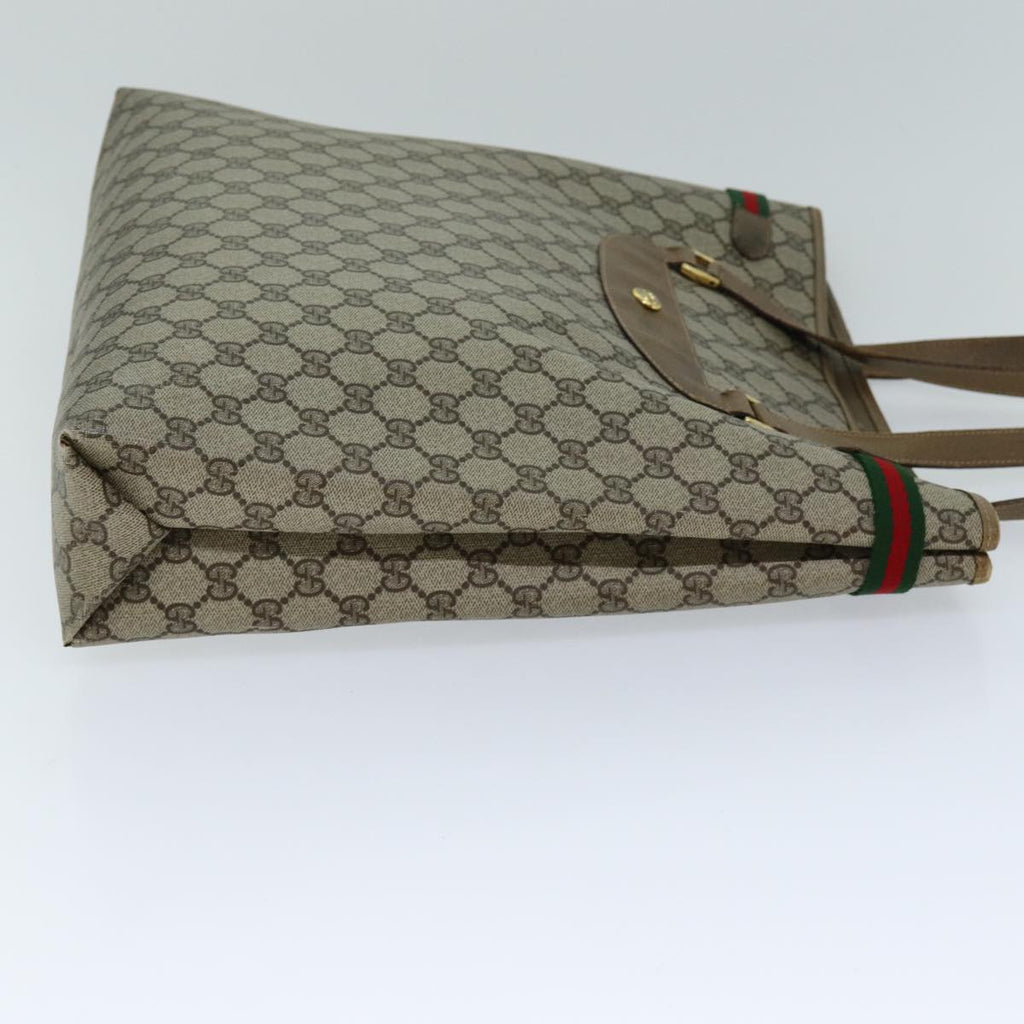 GUCCI GG Supreme Web Sherry Line Tote Bag PVC Beige Red 39 02 091 77021