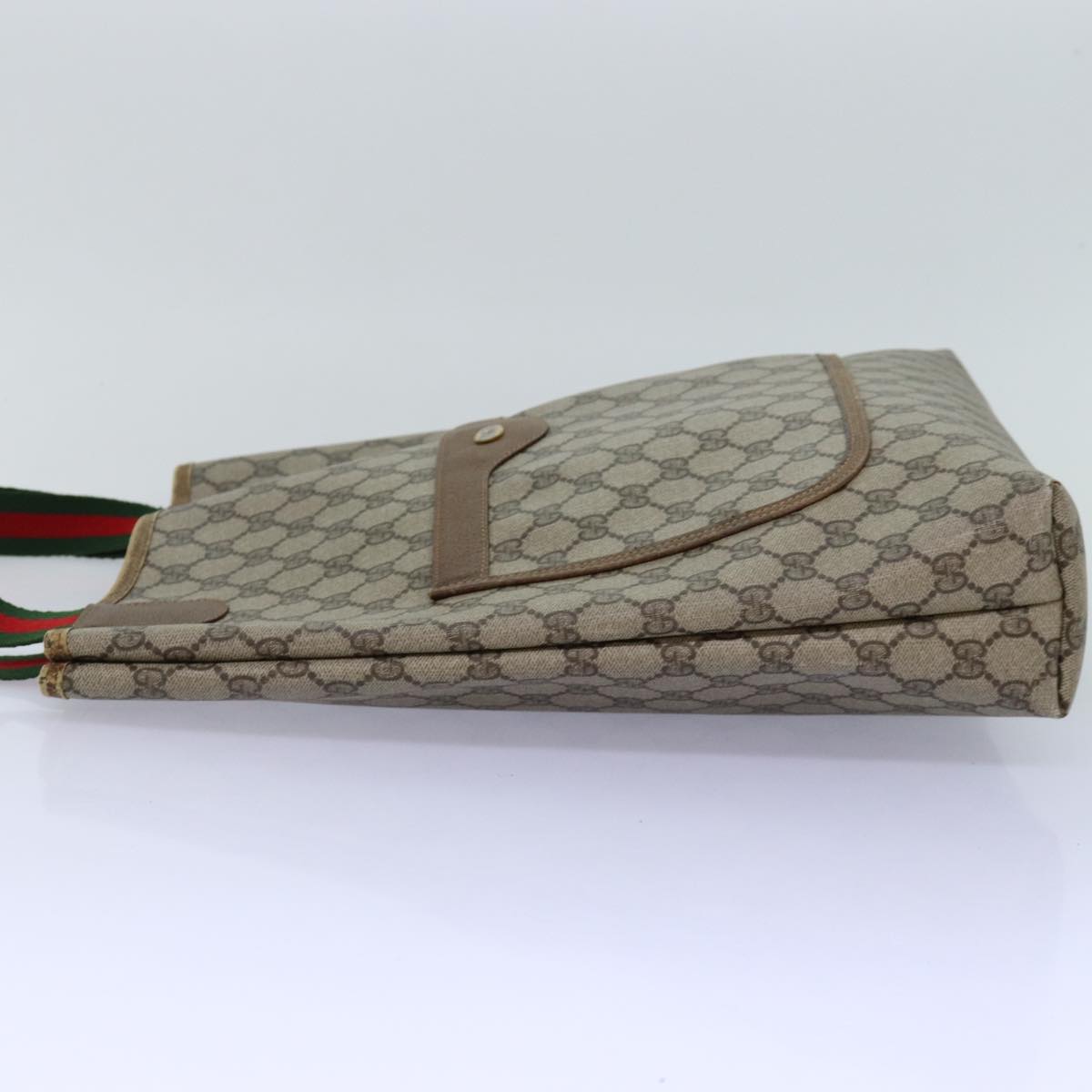 GUCCI GG Supreme Web Sherry Line Tote Bag PVC Beige Red 39 02 003 77025