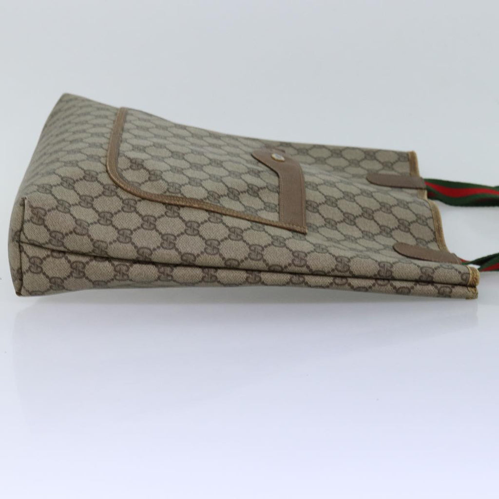 GUCCI GG Supreme Web Sherry Line Tote Bag PVC Beige Red 39 02 003 77025