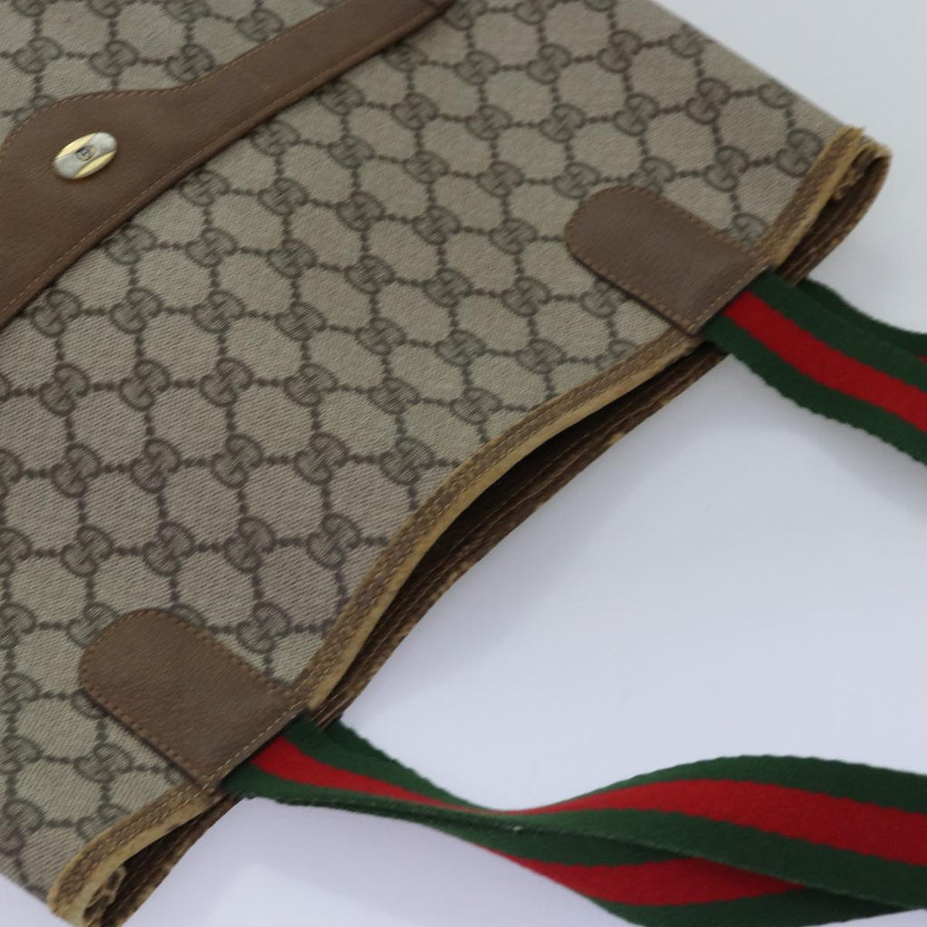 GUCCI GG Supreme Web Sherry Line Tote Bag PVC Beige Red 39 02 003 77025