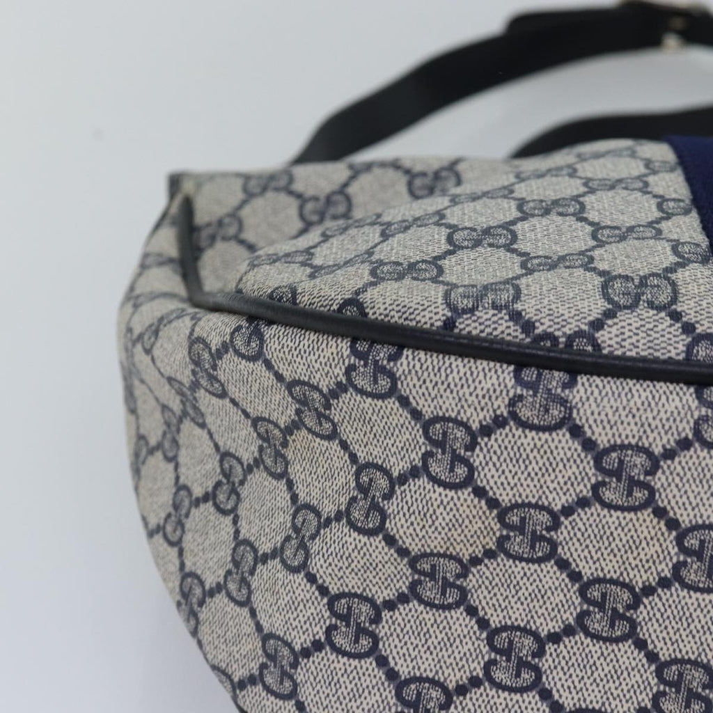 GUCCI GG Supreme Sherry Line Shoulder Bag PVC Navy Red 10 01 3840 77027