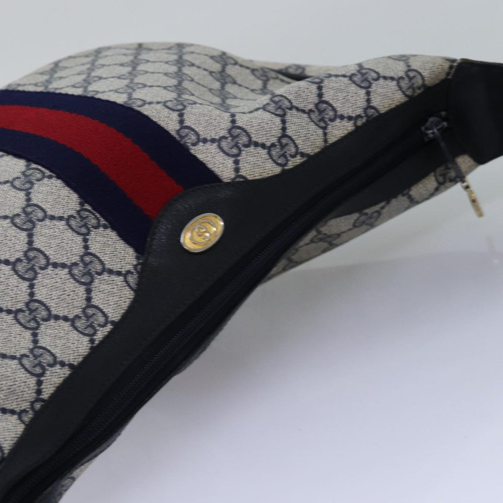 GUCCI GG Supreme Sherry Line Shoulder Bag PVC Navy Red 10 01 3840 77027
