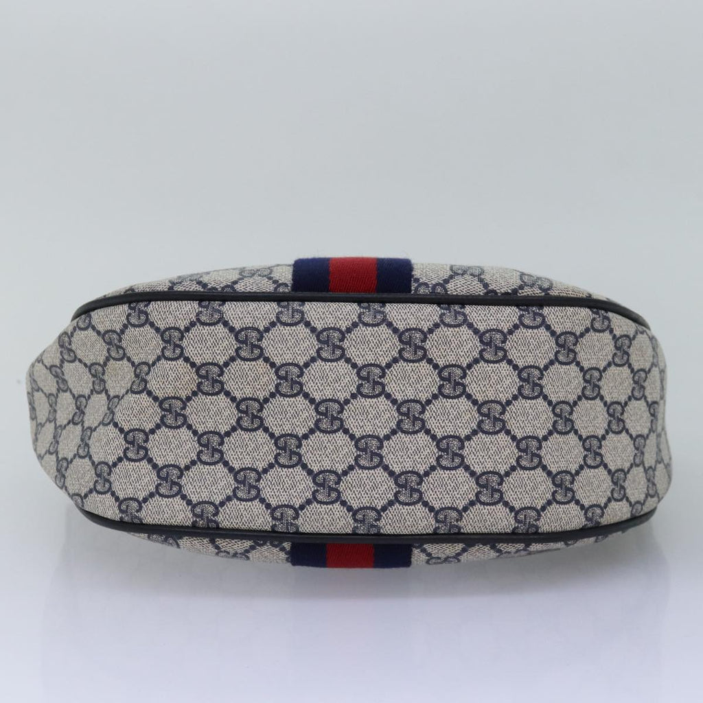 GUCCI GG Supreme Sherry Line Shoulder Bag PVC Navy Red 10 01 3840 77027