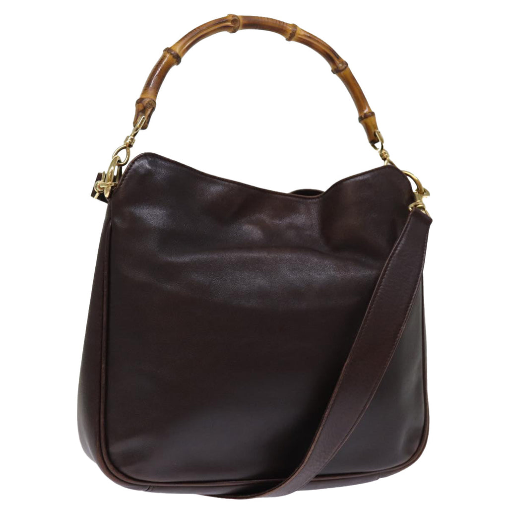 GUCCI Bamboo Shoulder Bag Leather 2way Brown 001 2058 1638 0 77089