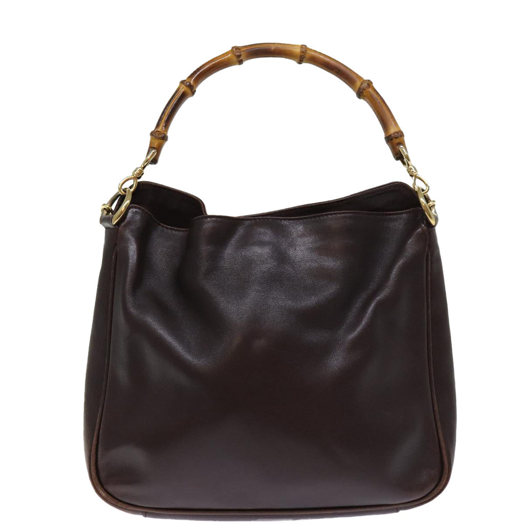 GUCCI Bamboo Shoulder Bag Leather 2way Brown 001 2058 1638 0 77089