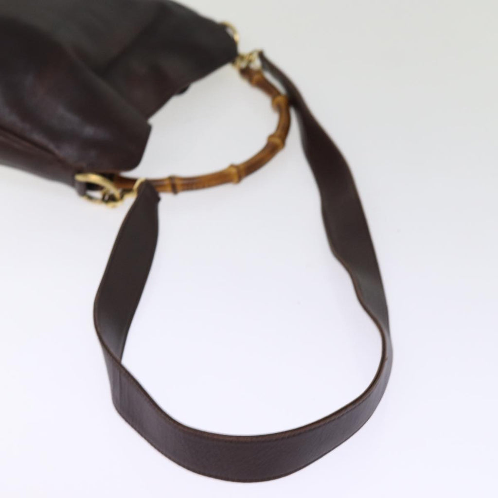 GUCCI Bamboo Shoulder Bag Leather 2way Brown 001 2058 1638 0 77089