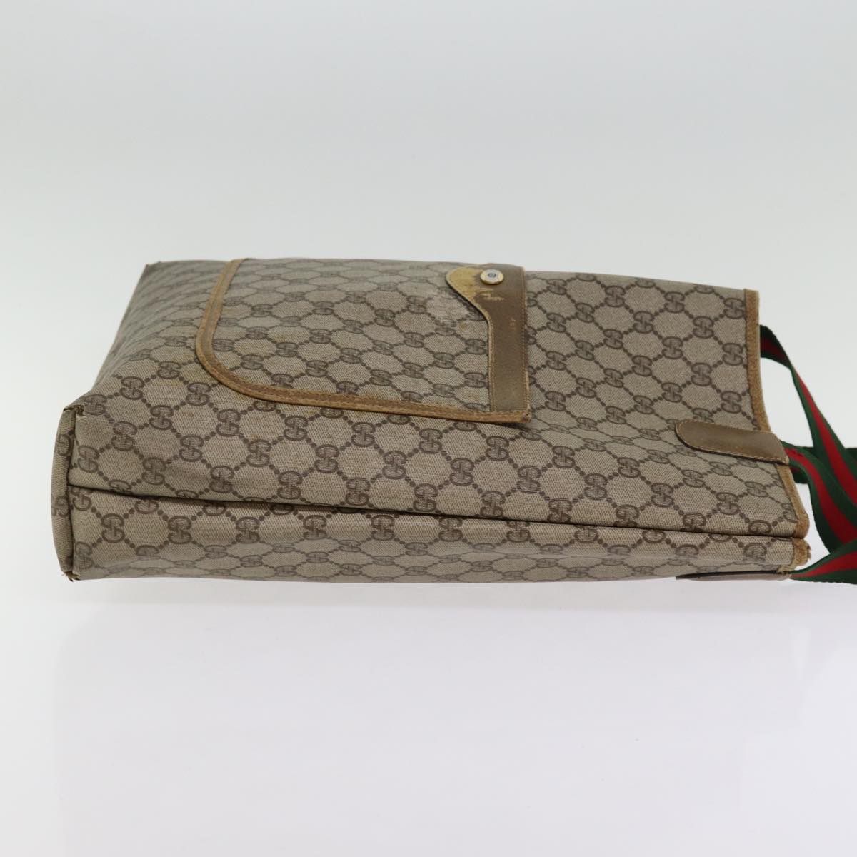 GUCCI GG Supreme Web Sherry Line Tote Bag PVC Beige Red 39 02 003 77093