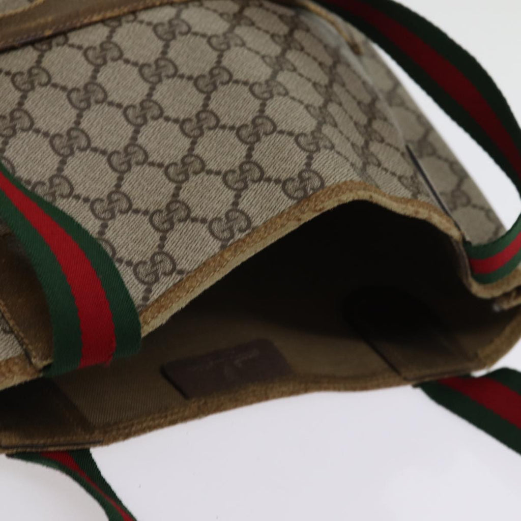 GUCCI GG Supreme Web Sherry Line Tote Bag PVC Beige Red 39 02 003 77093
