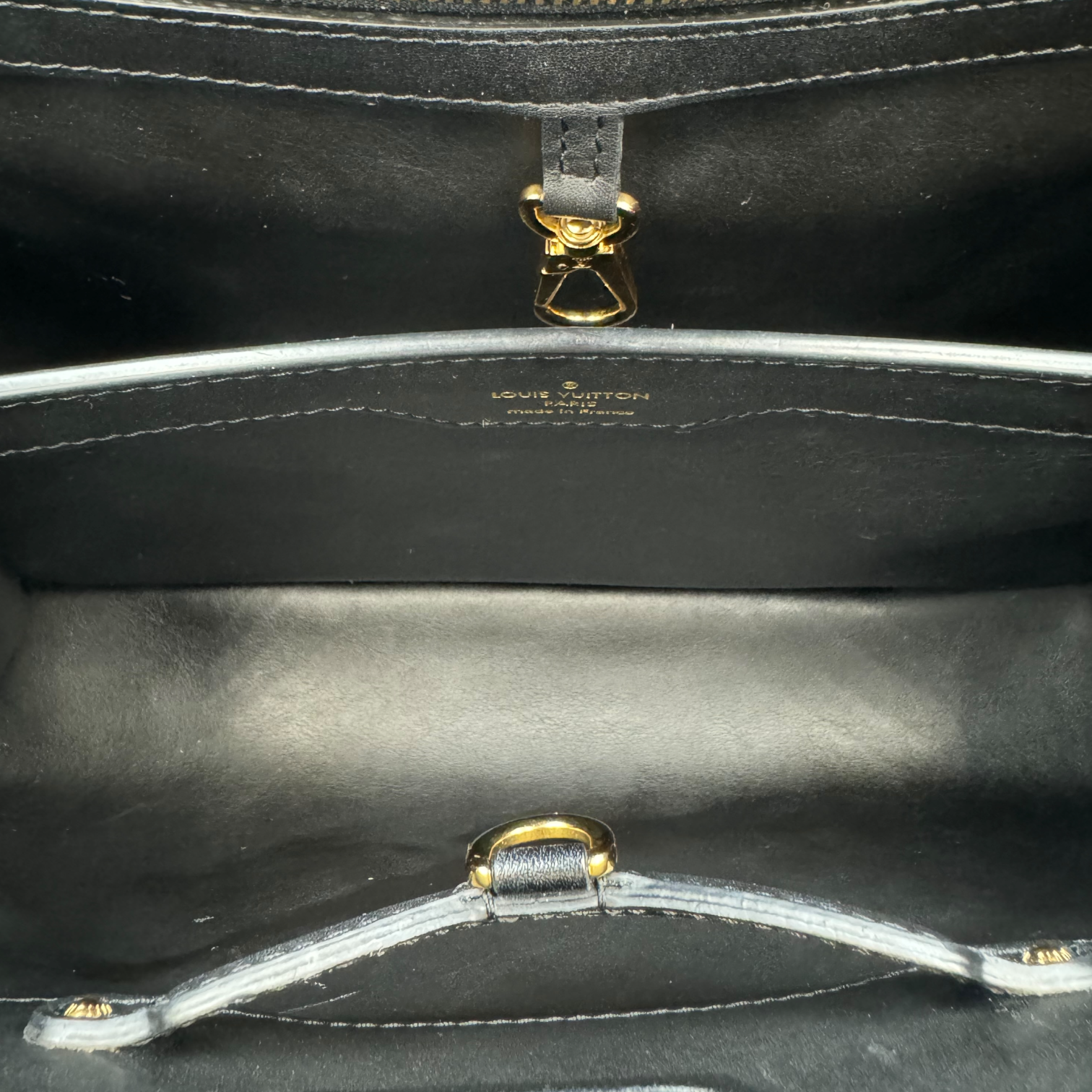 Louis Vuitton Capucines mm Blue Taurillon Silver