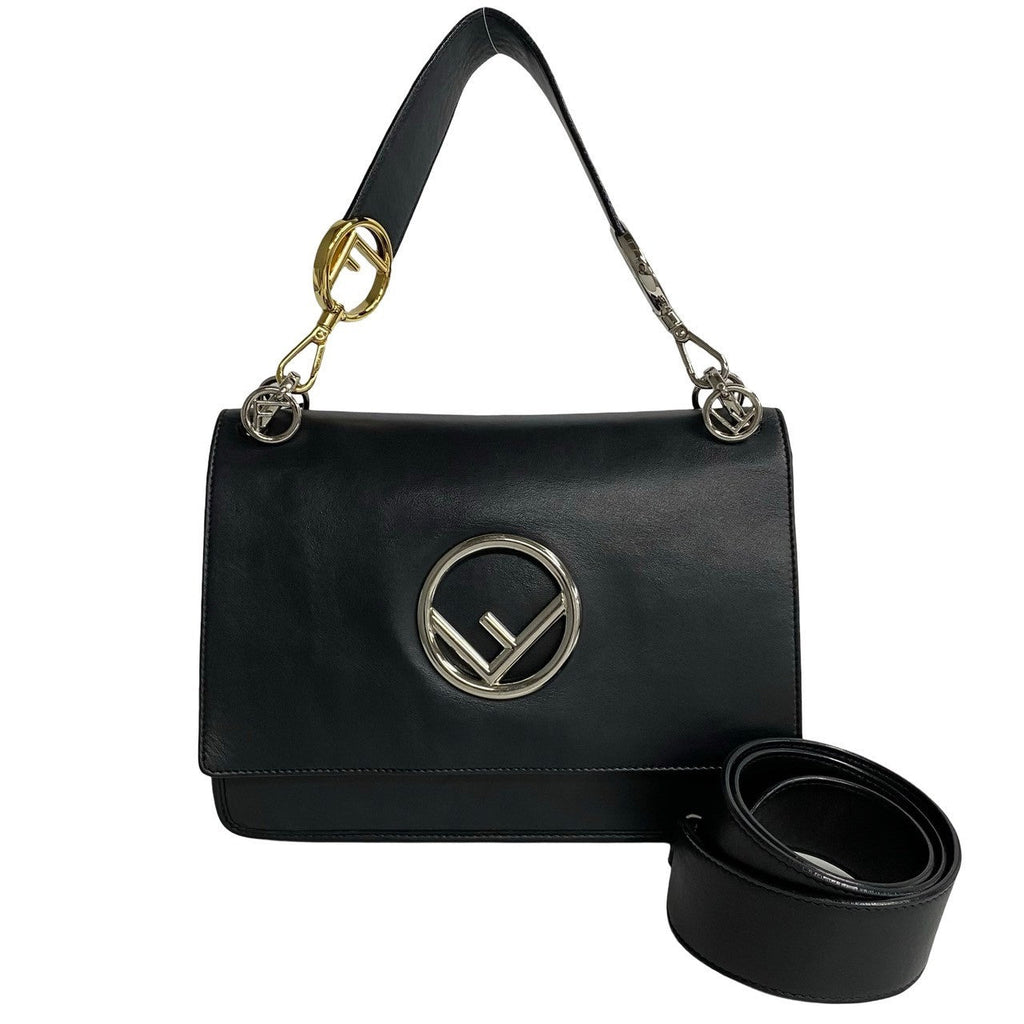FENDI Shoulder Bag leather black Kanaeyev