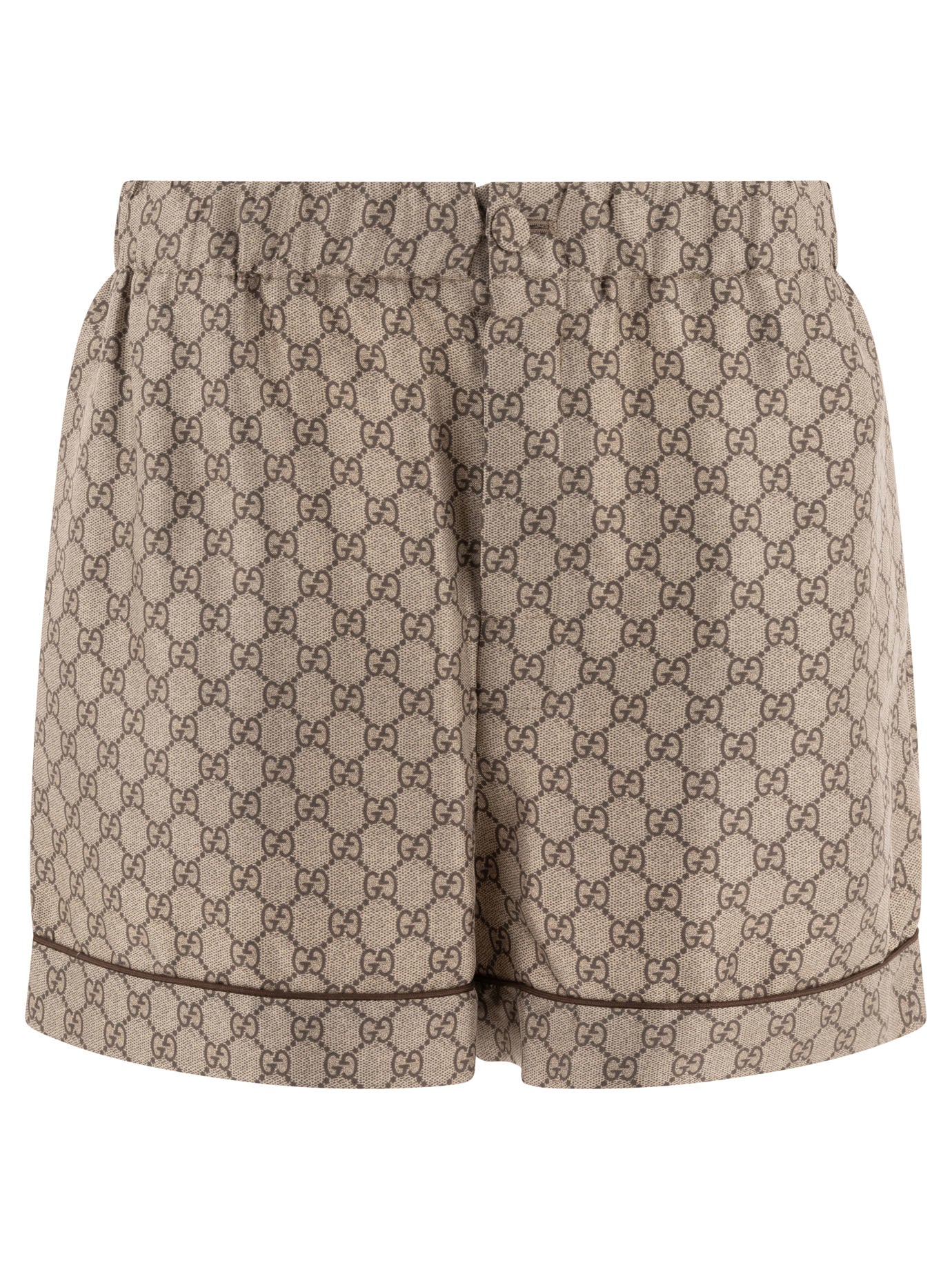GUCCI Silk Mini Shorts with Iconic Print