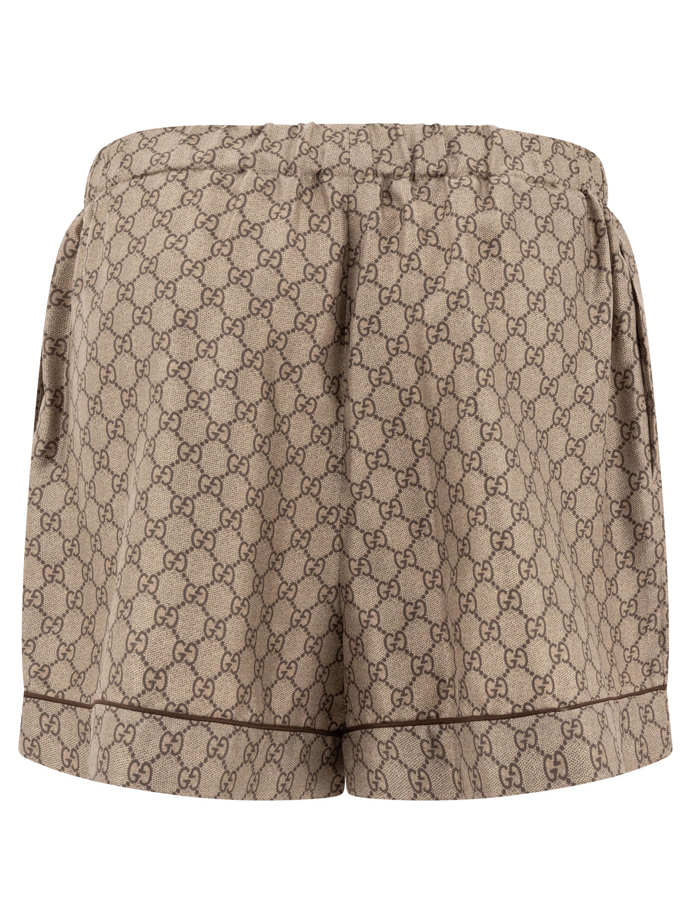 GUCCI Silk Mini Shorts with Iconic Print