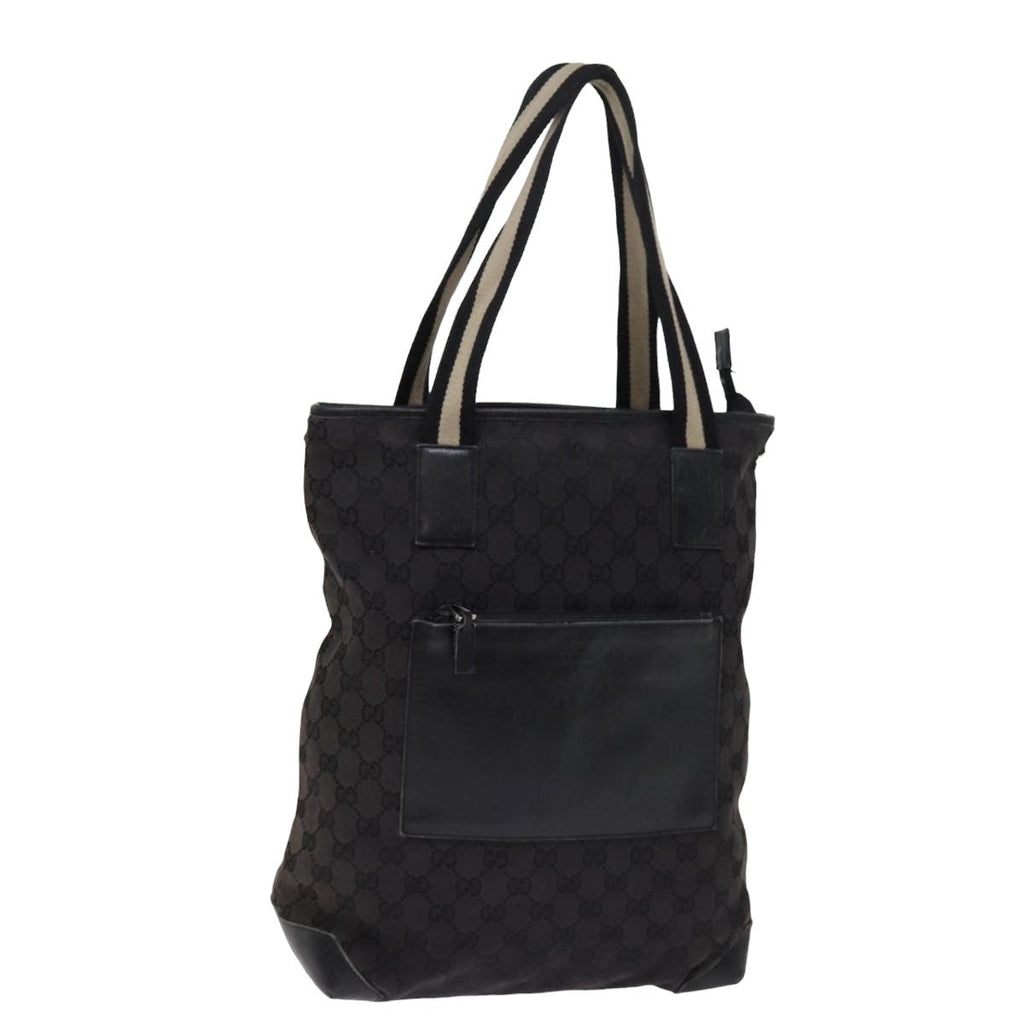 GUCCI GG Canvas Sherry Line Tote Bag White Black 019 0401 1956 77243