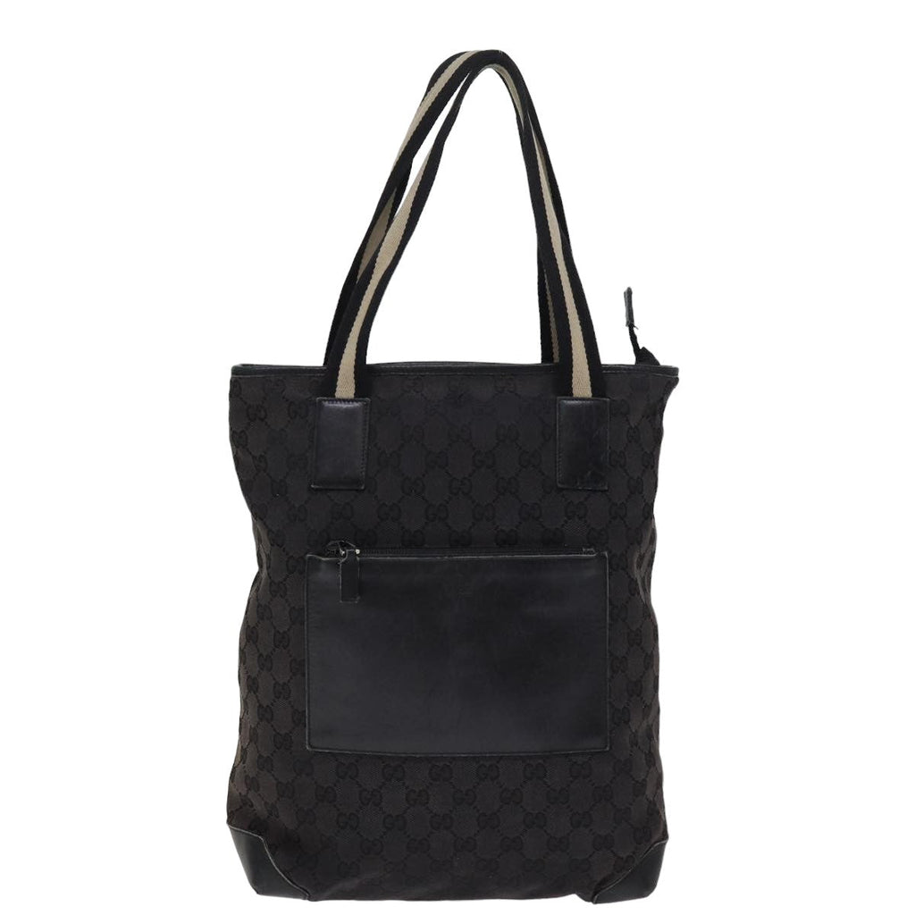 GUCCI GG Canvas Sherry Line Tote Bag White Black 019 0401 1956 77243