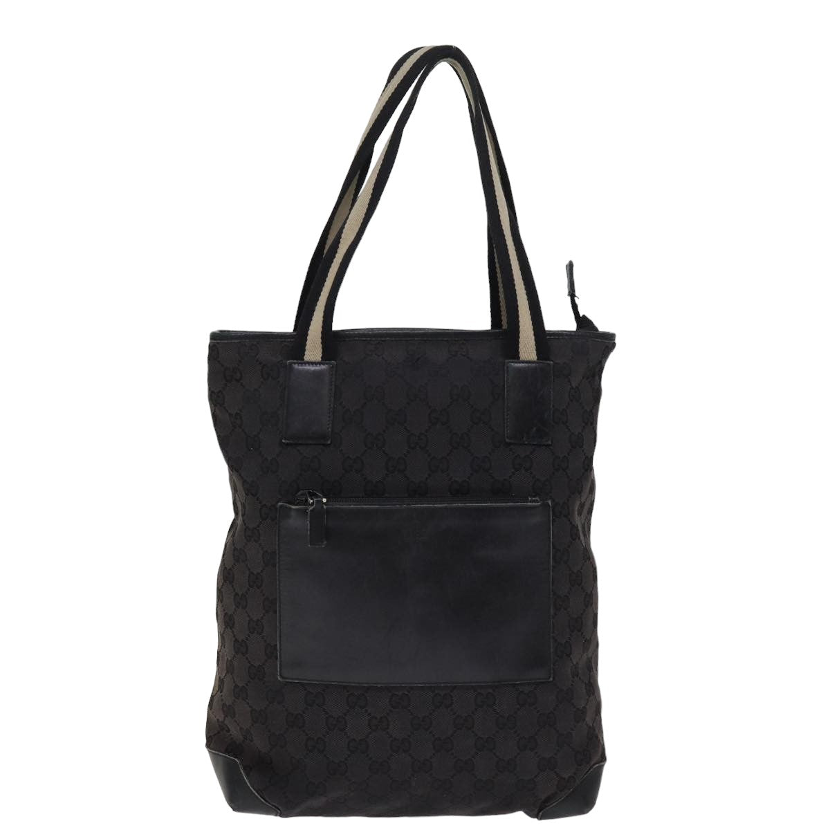 GUCCI GG Canvas Sherry Line Tote Bag White Black 019 0401 1956 77243