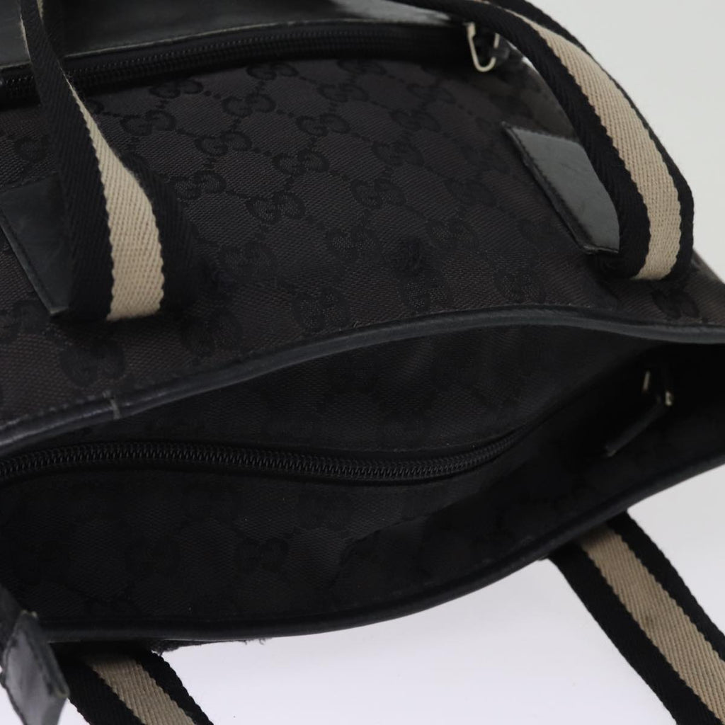 GUCCI GG Canvas Sherry Line Tote Bag White Black 019 0401 1956 77243