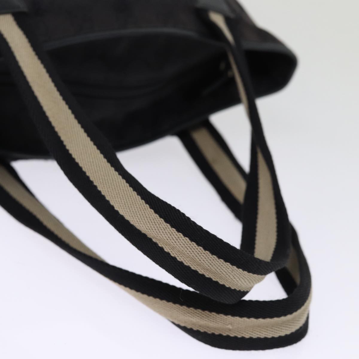 GUCCI GG Canvas Sherry Line Tote Bag White Black 019 0401 1956 77243