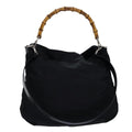 GUCCI Bamboo Hand Bag Nylon 2way Black 001 1998 1577 77365