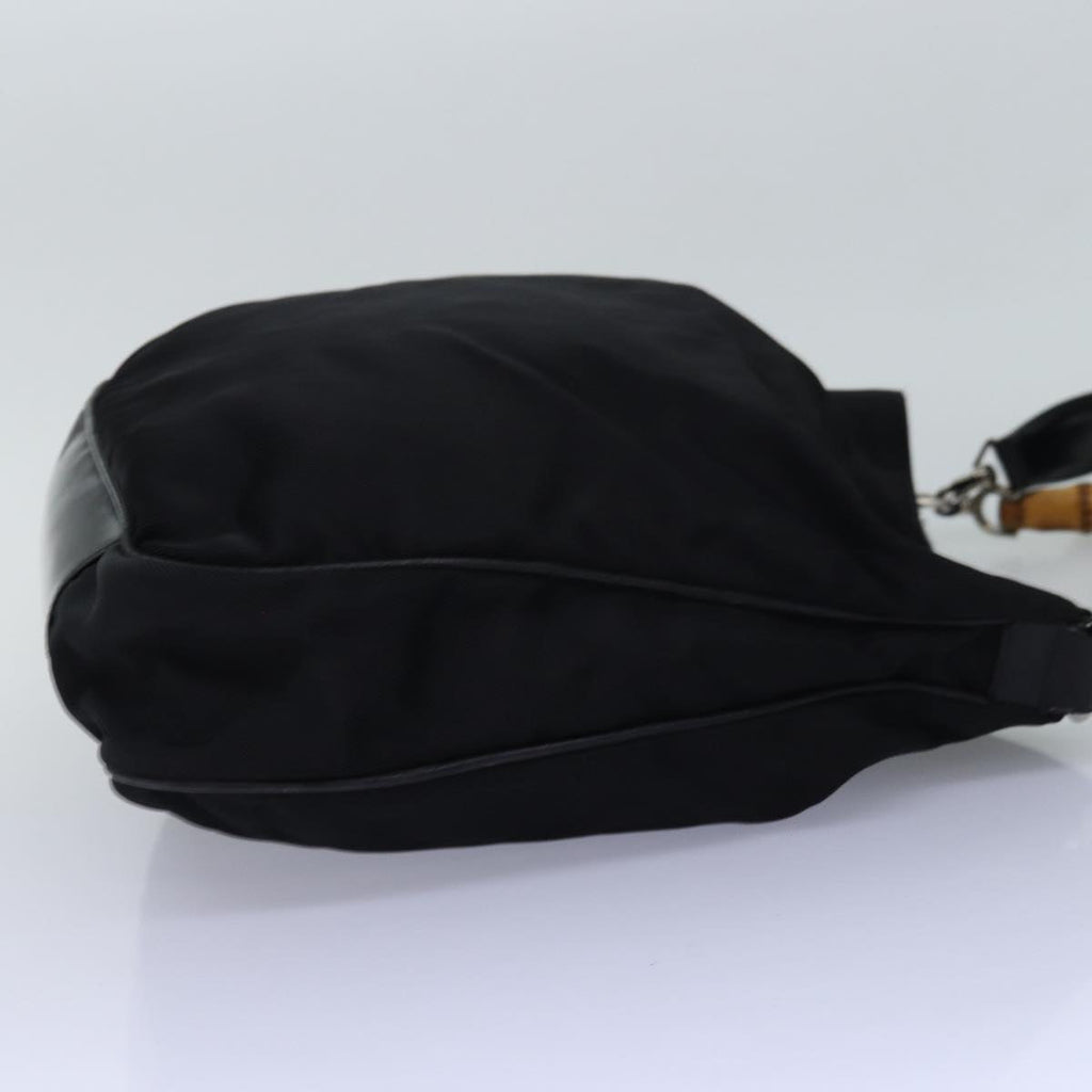 GUCCI Bamboo Hand Bag Nylon 2way Black 001 1998 1577 77365