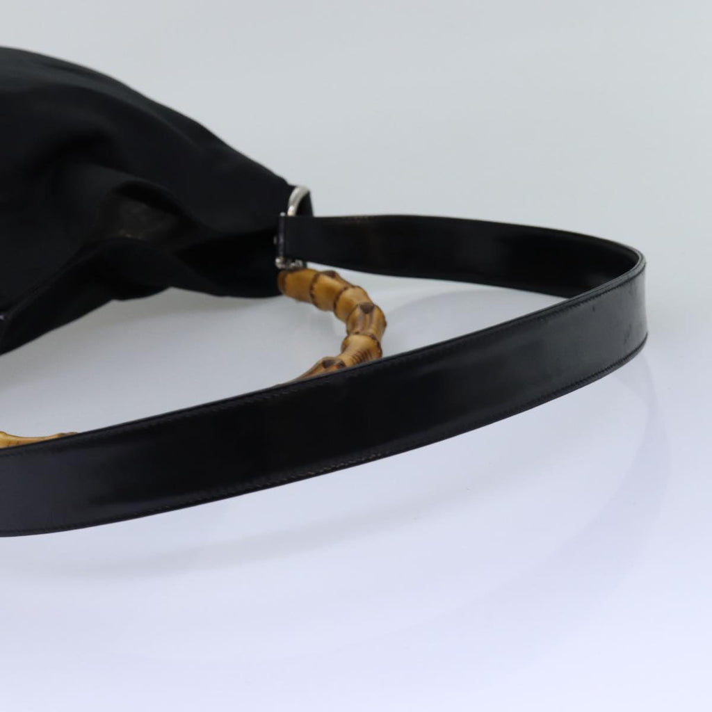GUCCI Bamboo Hand Bag Nylon 2way Black 001 1998 1577 77365