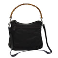 GUCCI Bamboo Hand Bag Nylon 2way Khaki 000 2404 0509 77366