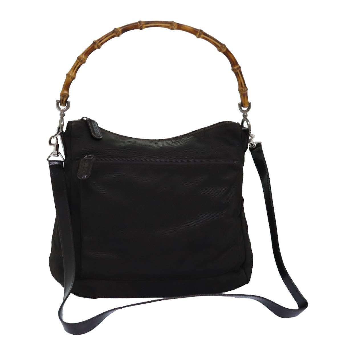GUCCI Bamboo Hand Bag Nylon 2way Khaki 000 2404 0509 77366