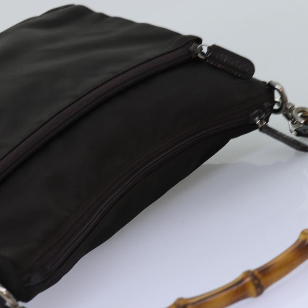 GUCCI Bamboo Hand Bag Nylon 2way Khaki 000 2404 0509 77366