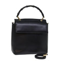GUCCI Bamboo Hand Bag Leather 2way Black 77367