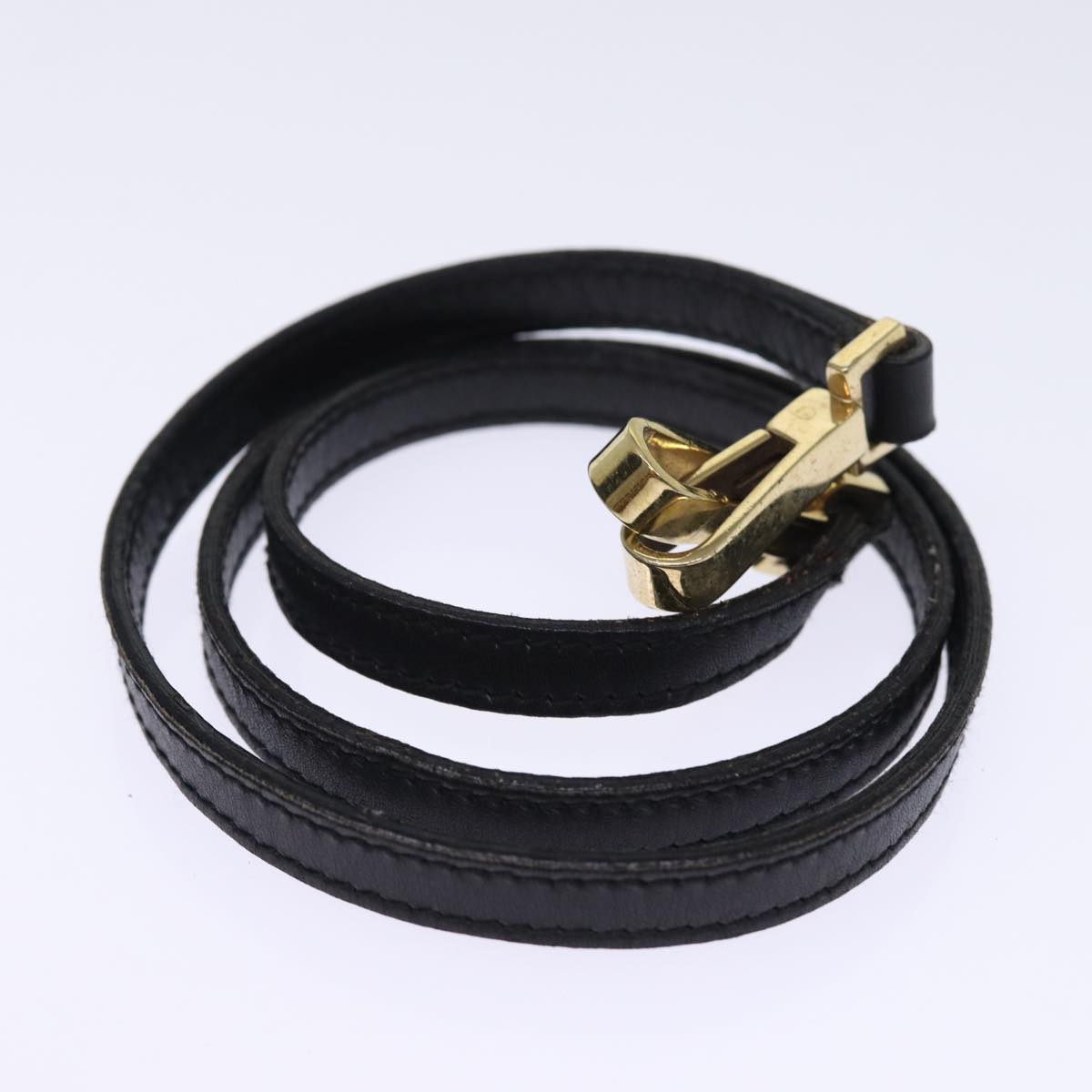 GUCCI Bamboo Hand Bag Leather 2way Black 77367