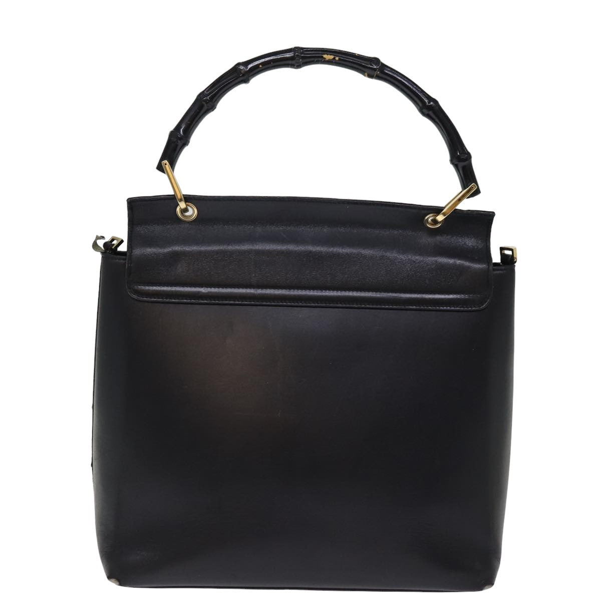 GUCCI Bamboo Hand Bag Leather 2way Black 77367