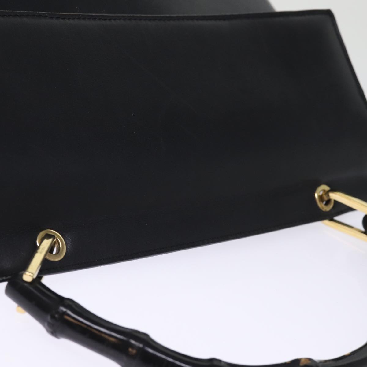 GUCCI Bamboo Hand Bag Leather 2way Black 77367