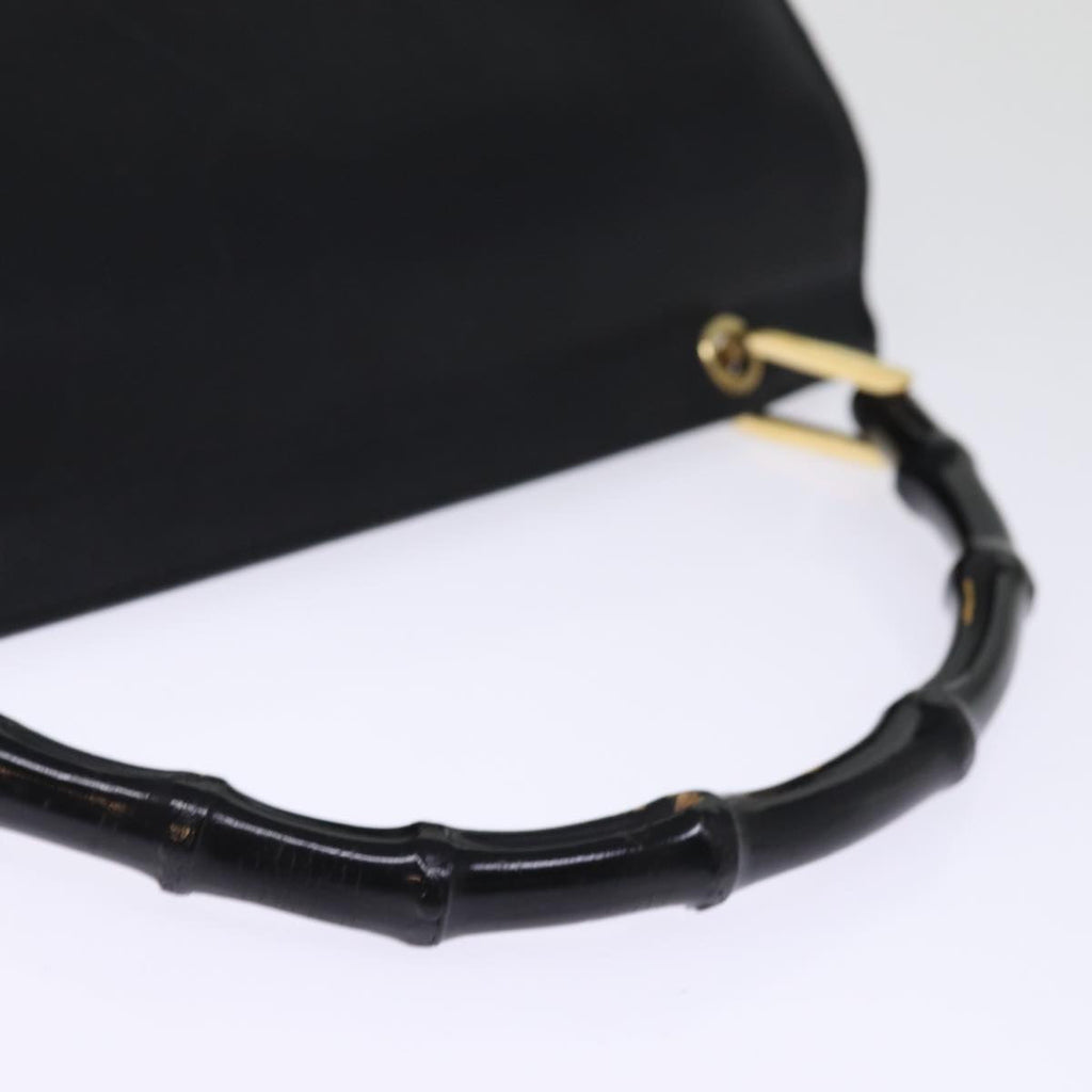 GUCCI Bamboo Hand Bag Leather 2way Black 77367