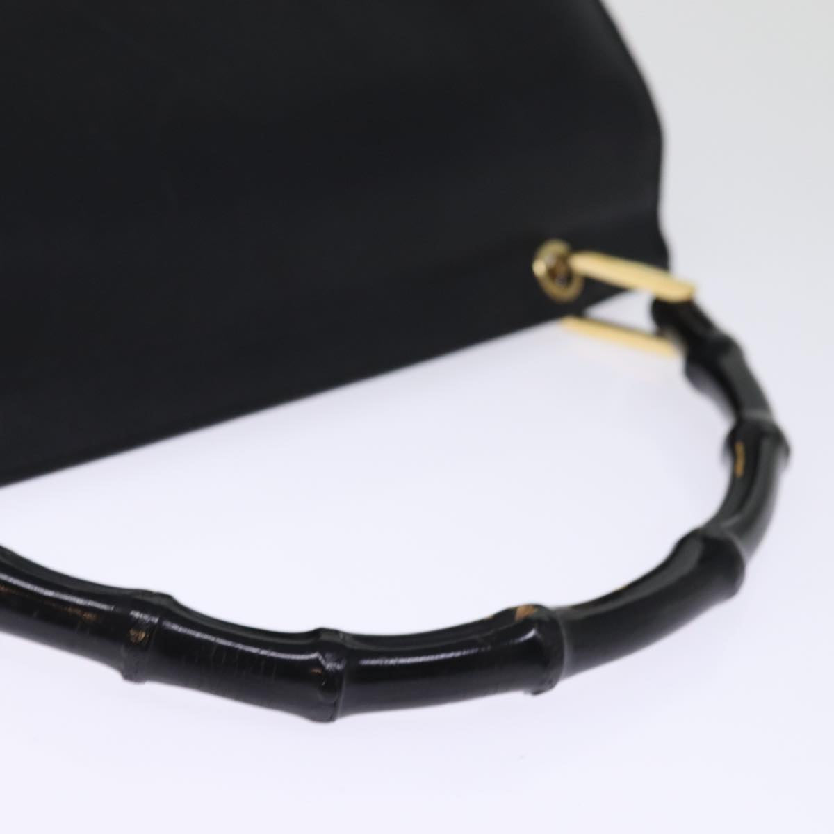 GUCCI Bamboo Hand Bag Leather 2way Black 77367