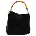GUCCI Bamboo Hand Bag Suede Leather Black 001 3444 1638 77397