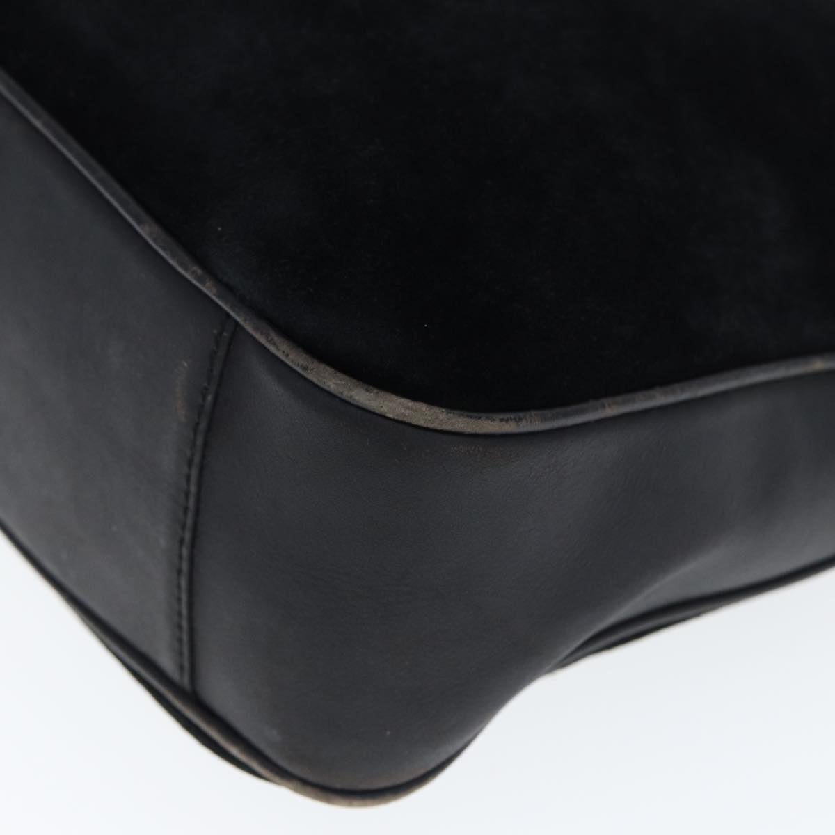 GUCCI Bamboo Hand Bag Suede Leather Black 001 3444 1638 77397