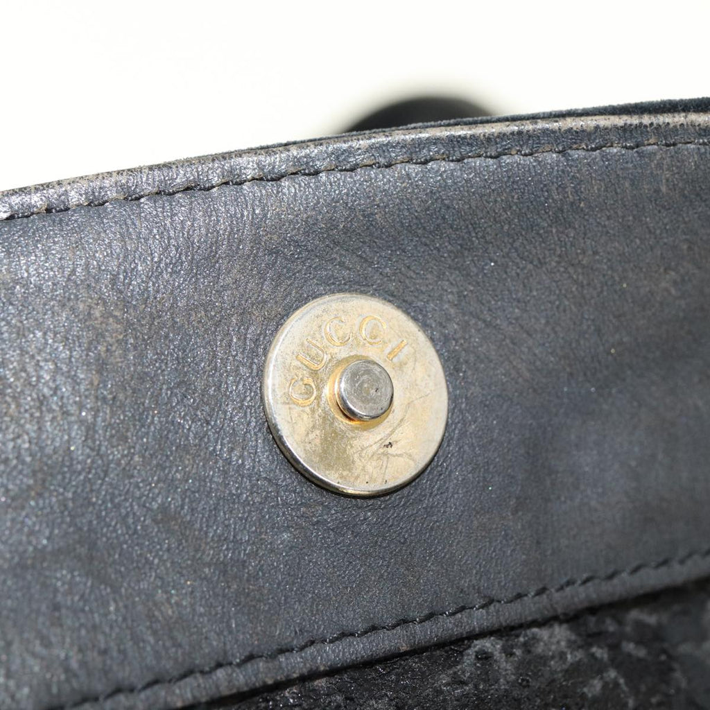 GUCCI Bamboo Hand Bag Suede Leather Black 001 3444 1638 77397