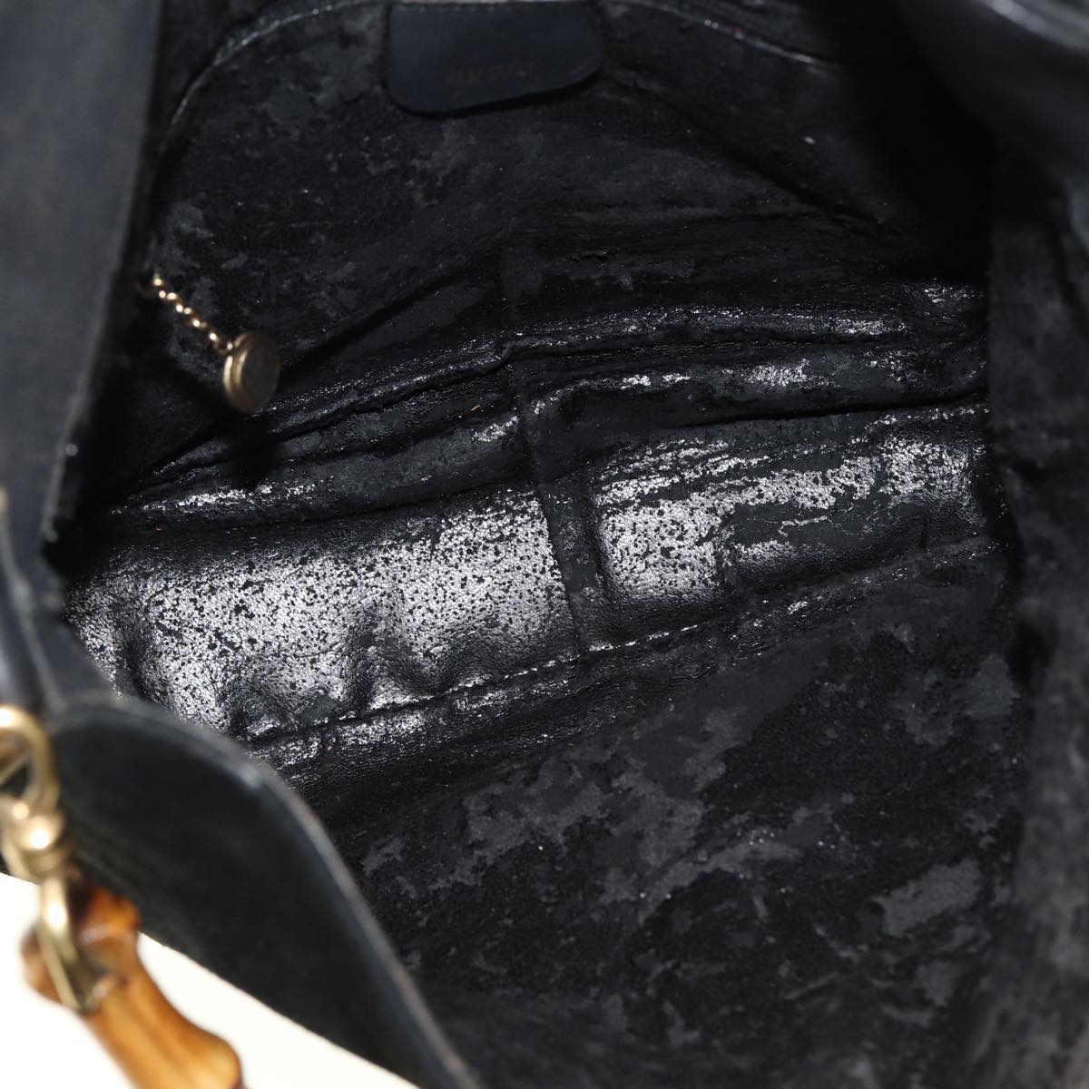 GUCCI Bamboo Hand Bag Suede Leather Black 001 3444 1638 77397