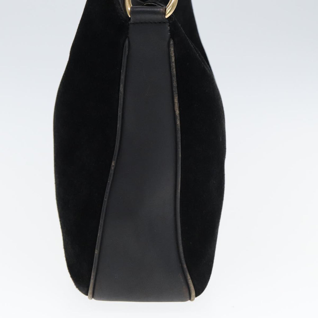 GUCCI Bamboo Hand Bag Suede Leather Black 001 3444 1638 77397